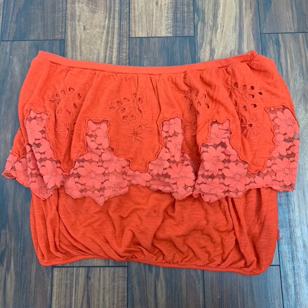 Free People Red Crochet Tube Top